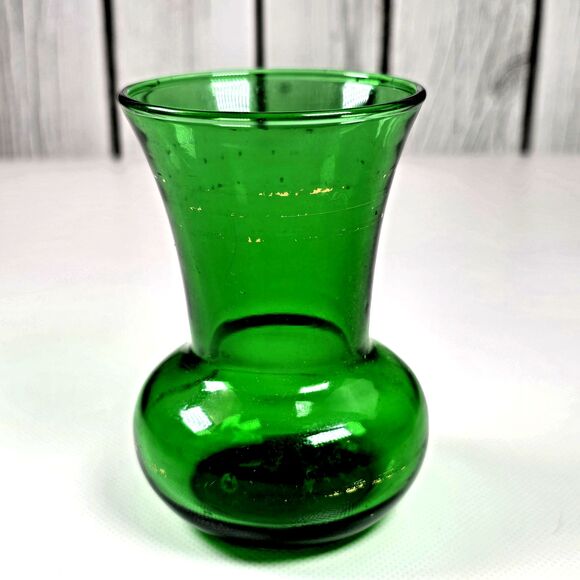 Anchor Hocking Forest Green Glass Bud Vase 3.75in Small Vintage Mid Century - Picture 2 of 8
